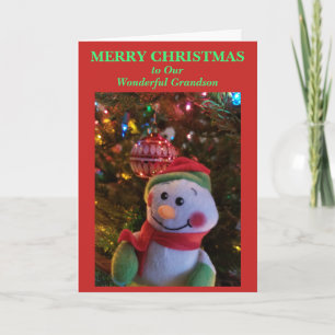 Snowman Christmas Grandson or Anyone Holiday Card