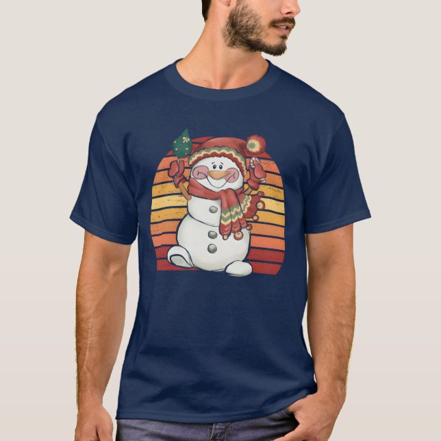 Snowman Christmas hat Christmas pajama gift family T-Shirt (Front)