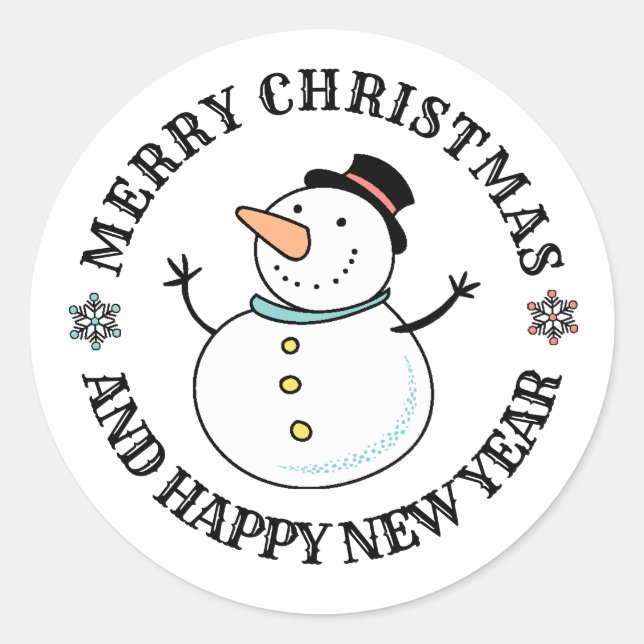 Snowman Christmas Holiday  Classic Round Sticker (Front)