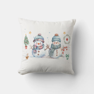 Snowman Christmas Holiday Cushion