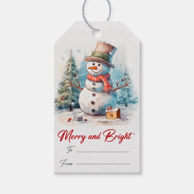 Snowman Christmas Holiday Gift Tags (Front)