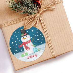 Snowman Christmas Holiday Personalised Sticker
