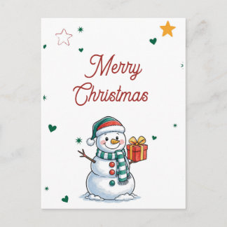 Snowman Christmas Holiday Postcard