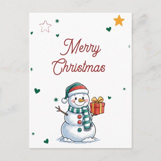Snowman Christmas Holiday Postcard (Front)