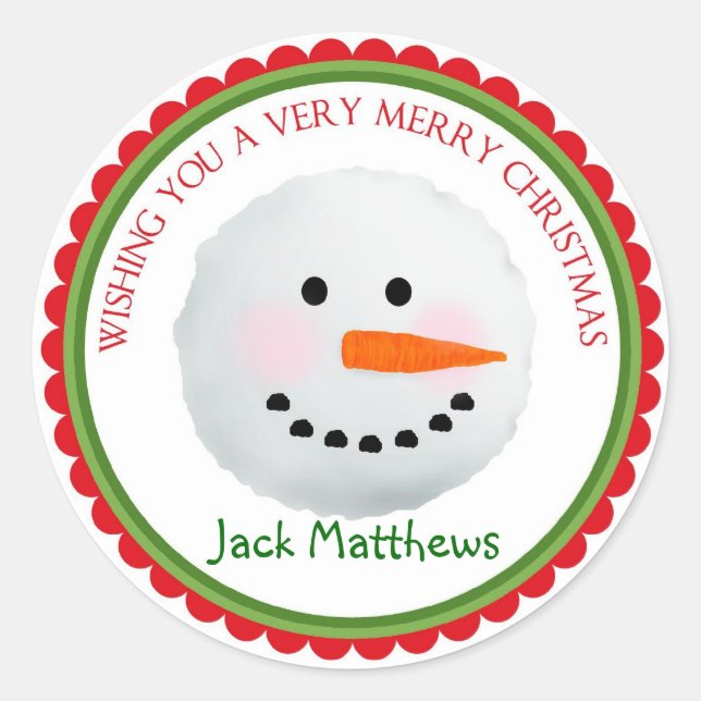 Snowman Christmas Holiday Stickers (Front)