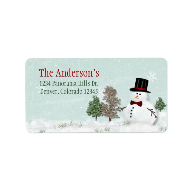 Snowman Christmas Holiday Xmas Address Mailing Label (Front)