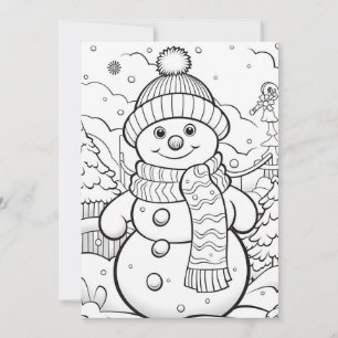 Snowman Christmas Kids Winter Homeschool Colouring Holiday Card