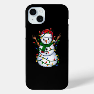 snowman christmas lights iPhone 15 mini case