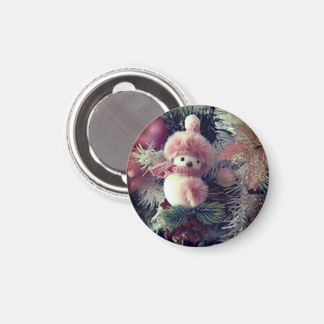 Snowman Christmas Magnet Holiday Decoration (Front/Back)