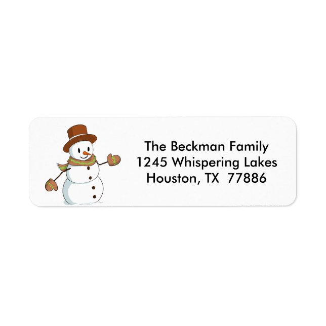 Snowman Christmas mailing labels (Front)