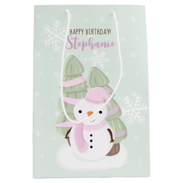 Snowman Christmas Medium Gift Bag (Front)