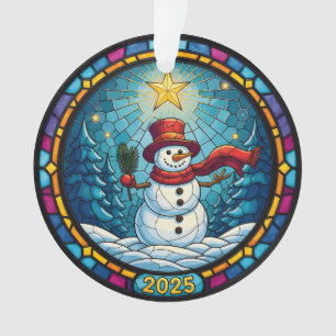 Snowman Christmas Ornament 2025 – Stained Glass