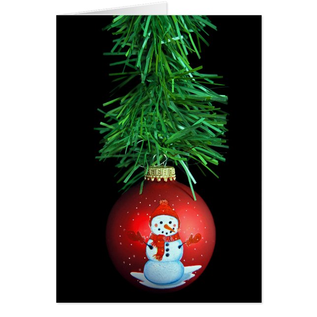 snowman Christmas ornament with green garland (Front)