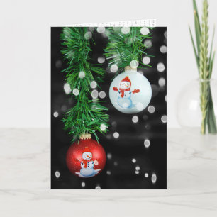 Snowman Christmas ornaments with garland Card