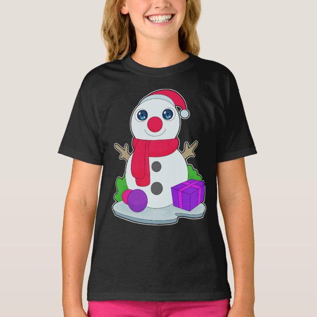 Snowman Christmas Package T-Shirt (Front)