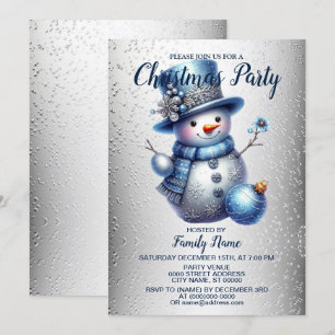 Snowman Christmas Party Elegant Winter Holidays Invitation