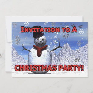 Snowman Christmas party invitation
