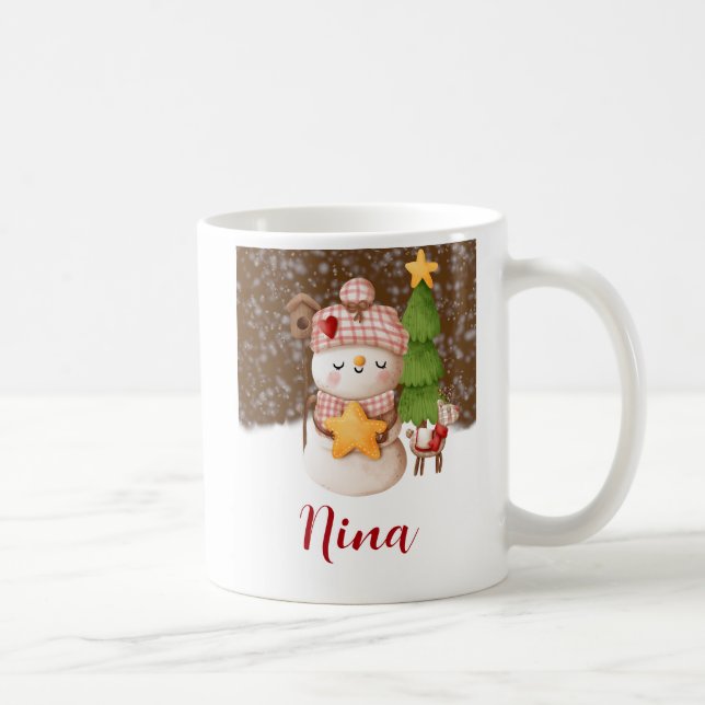 Snowman, Christmas Personalised Coffee Mug (Right)