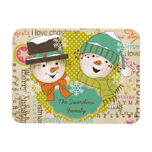 Snowman Christmas Personalised Flexi Magnet
