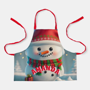 Snowman Christmas Personalised Kids Apron