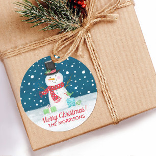 Snowman Christmas Personalised Sticker
