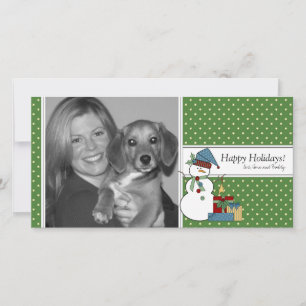 Snowman Christmas Photo Card {green}