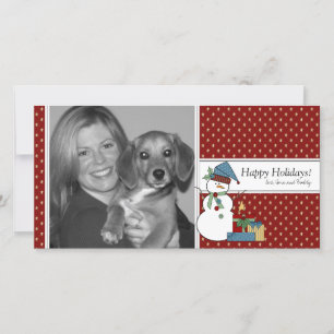 Snowman Christmas Photo Card {red}