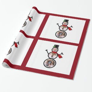 Snowman Christmas Photo Template Wrapping Paper