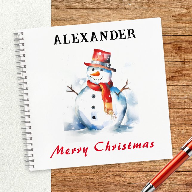 Snowman Christmas Picture Festive Holiday Kids Notebook (A festive spiral-bound notebook with snowman design, to personalize with a name)