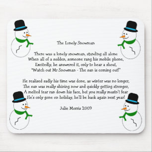 Snowman Christmas Poem Mouse Mat