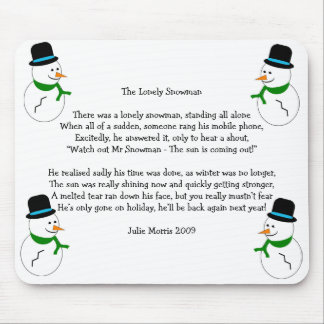 Snowman Christmas Poem Mouse Mat