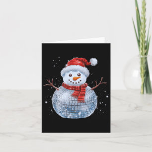 Snowman Christmas Retro Santa Hat Disco Ball Match Card
