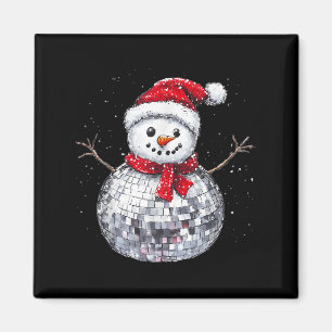 Snowman Christmas Retro Santa Hat Disco Ball Match Magnet