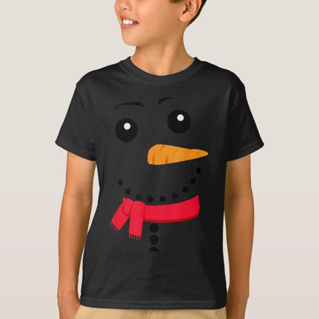 Snowman, Christmas Snowman Face  T-Shirt (Front)