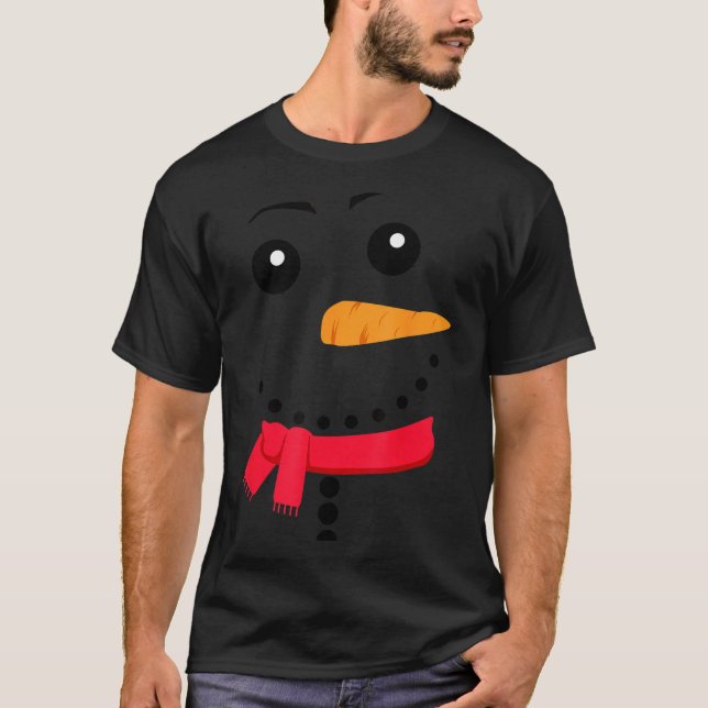 Snowman, Christmas Snowman Face  T-Shirt (Front)
