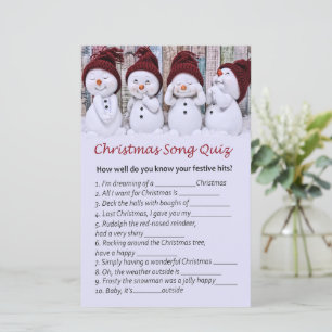 Snowman christmas song quiz game