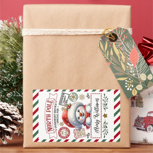 Snowman Christmas Special Delivery From Sant Rectangular Sticker (Holiday)