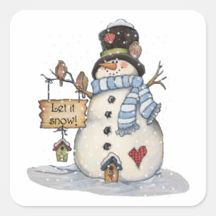 Snowman Christmas Square Sticker