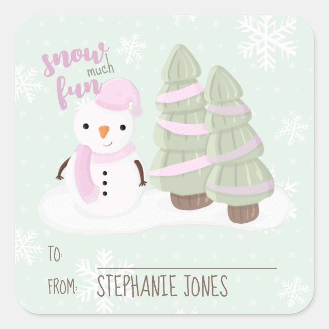 Snowman Christmas Square Sticker (Front)
