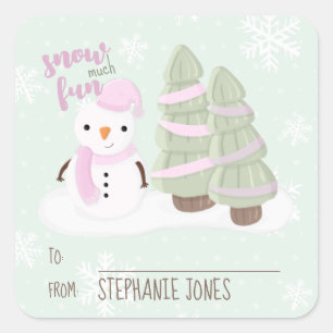 Snowman Christmas Square Sticker