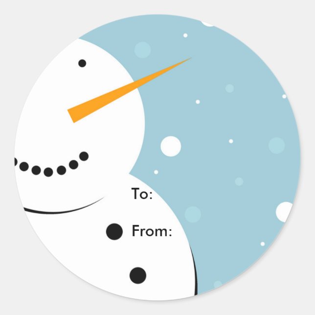 Snowman Christmas Sticker Tag, To: From: (Front)