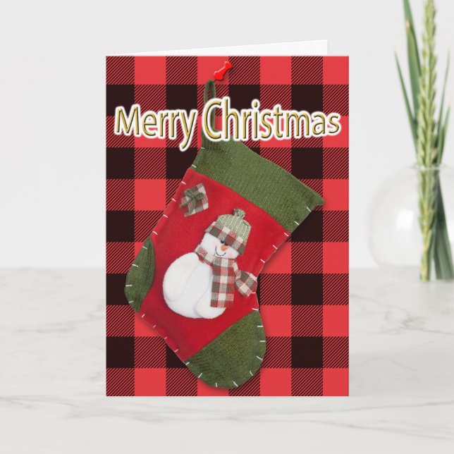 Snowman Christmas Stocking Buffalo Plaid Template (Front)