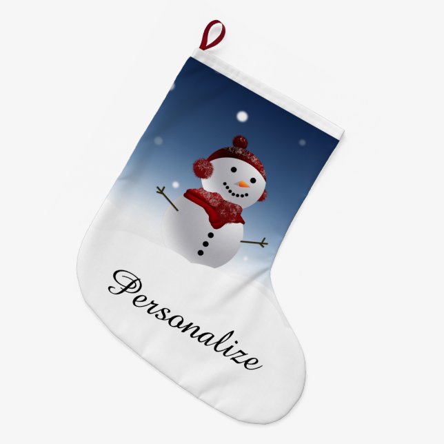 Snowman Christmas Stocking - Personalised Name (Front (Hanging))