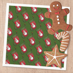 Snowman Christmas Stocking Tiled Pattern Napkin