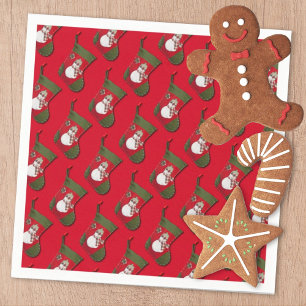 Snowman Christmas Stocking Tiled Pattern Napkin