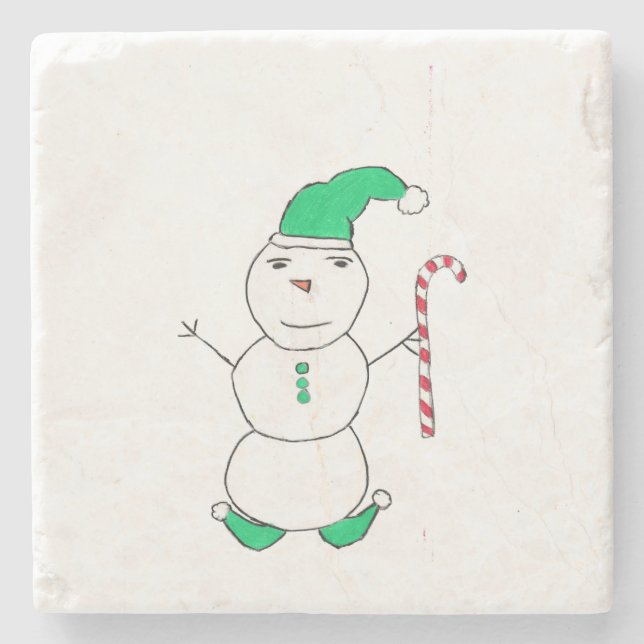 Snowman Christmas  Stone Coaster (Front)