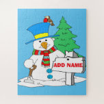 Snowman Christmas style Jigsaw Puzzle<br><div class="desc">Snowman style poster on puzzles by local artist. Add text or names to puzzle.</div>
