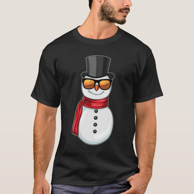 Snowman Christmas Sunglasses T-Shirt (Front)