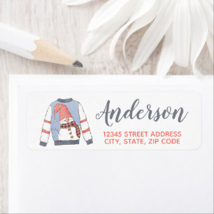 Snowman Christmas Sweater Return Address Label