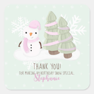 Snowman Christmas Thank You Square Sticker